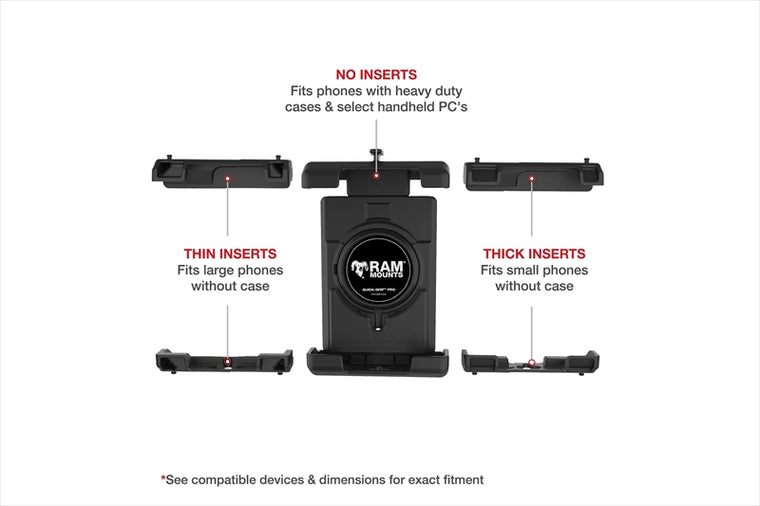 RAM MOUNTS(ラムマウント) | クイックグリッププロ クレイドルホルダー L ＆タフクロー S セット φ15.9-28.9mm対応 一体式 防振ダンパー Vibe-Safe | RAM-HOL-PD7V-400-1U