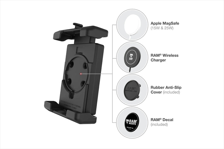 RAM MOUNTS(ラムマウント) | クイックグリッププロ クレイドルホルダー L ＆タフクロー S セット φ15.9-28.9mm対応 一体式 防振ダンパー Vibe-Safe | RAM-HOL-PD7V-400-1U