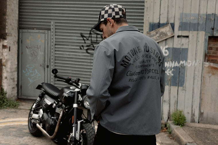 MOTONE CUSTOMS(モートーン)｜コーチジャケット グレー XL｜DPG004-XL