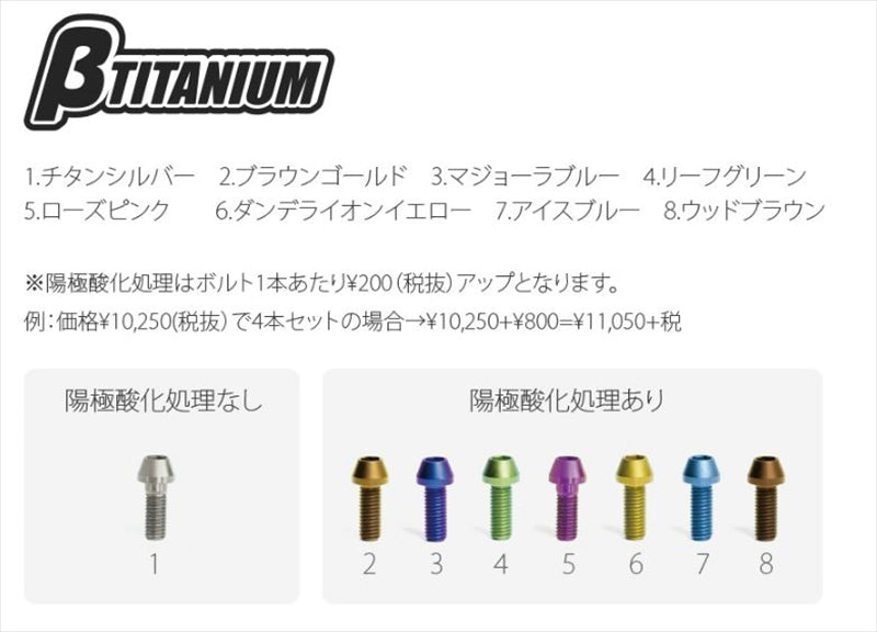 βTITANIUM(ベータチタニウム) Fフォークピンチボルト BT-FPK6-1-TC-RP