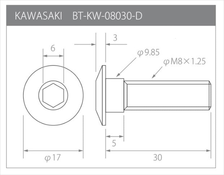 βTITANIUM(ベータチタニウム)｜ディスクローターボルト K汎用｜BT-KW-08030-D2-DY
