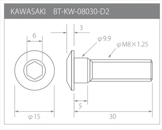 βTITANIUM(ベータチタニウム)|ディスクローターボルト K汎用|BT-KW-08030-D2-RP