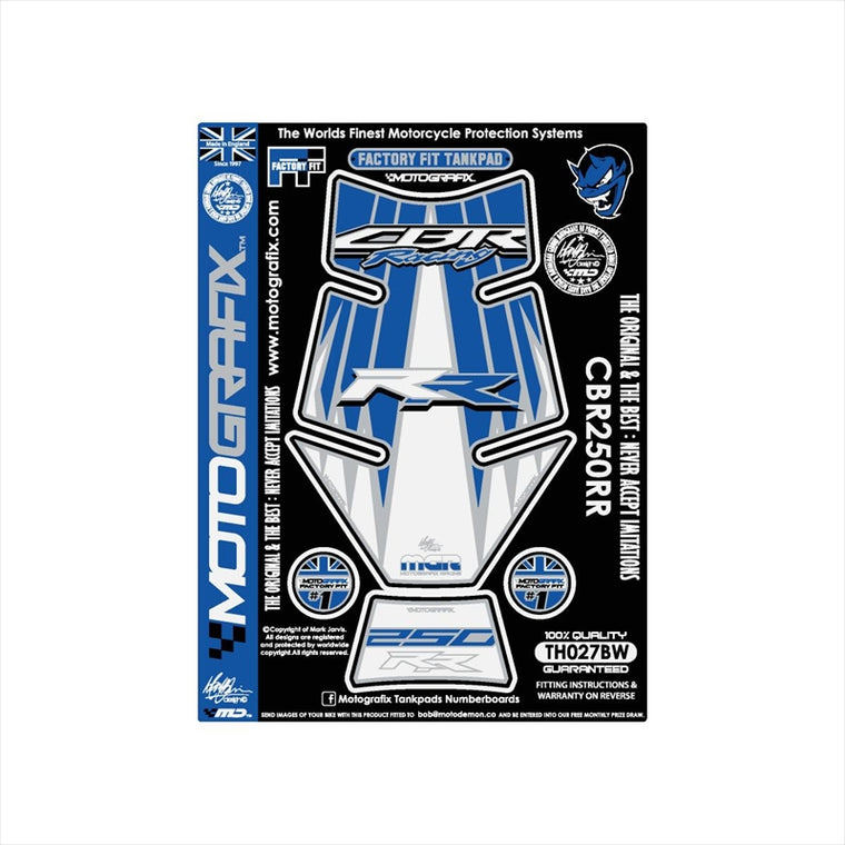モトグラフィックス｜タンクパッド BLU/WHT ｜MT-TH027BW