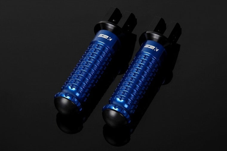 【エスエスケイ スピードラ】アルミ削タンデムステップ スタンダード  パッセンジャー用/取付部カラー:ブラック/ステップバーカラー:ブルー AFPS212BE