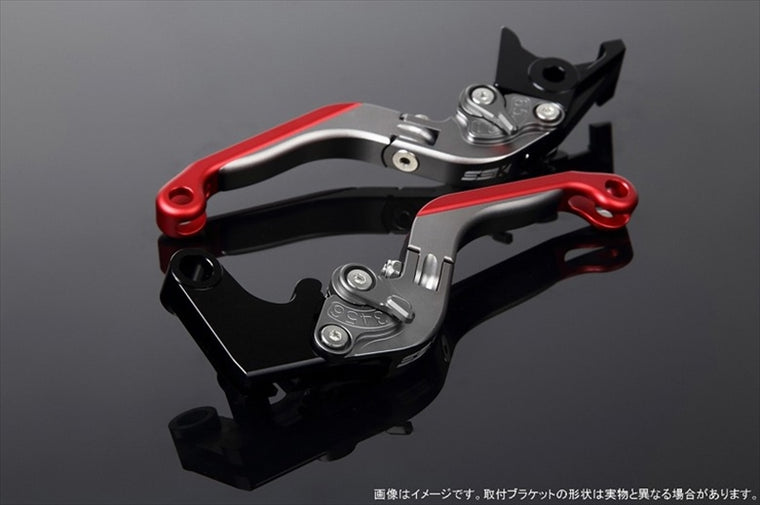 【エスエスケイ スピードラ】アジャストレバー 可倒延長式 Mチタン/Mチタン/Mレッド PCX JF28 JF56 PCX150 KF12/18 LVGM001TM-TMRD
