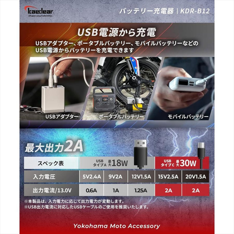 kaedear(カエディア)｜スマートバッテリーチャージャー｜KDR-B12