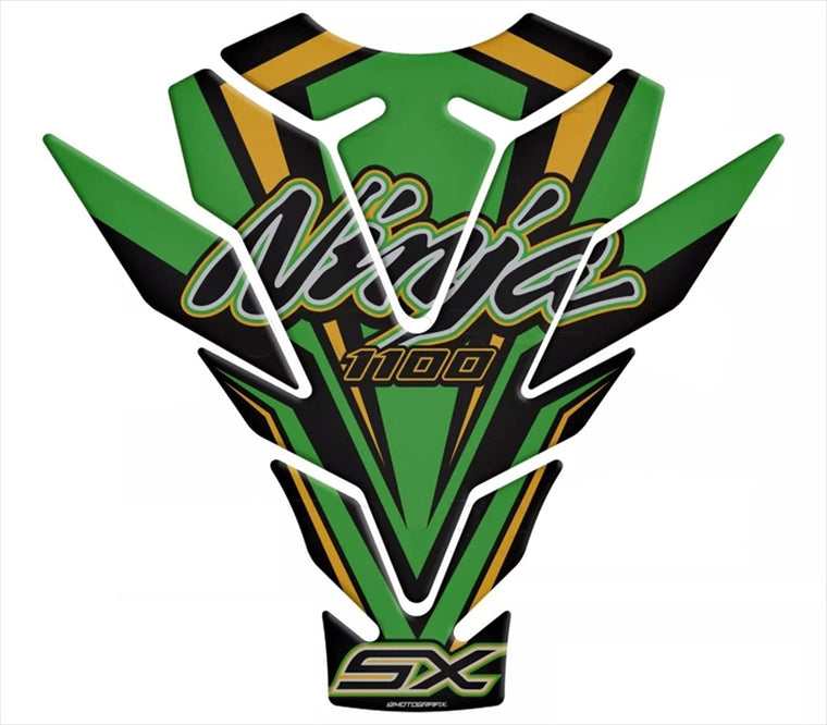 モトグラフィックス｜タンクパッド Ninja1100SX(25-)グリーン/ブラック/イエロー/シルバー｜MT-TK037GY