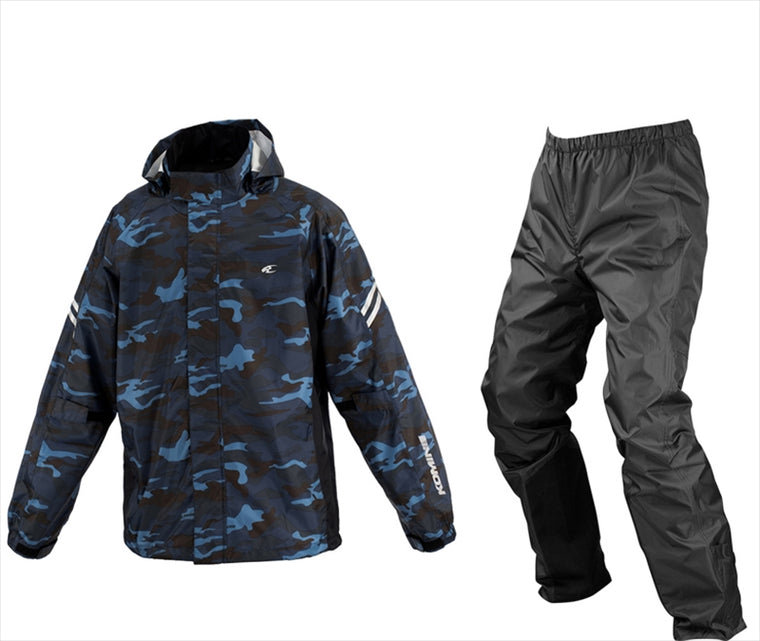 【コミネ】RK-5393 BREATHTERレインウエア Blue-Camo XL 03-5393