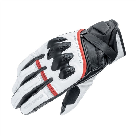 KOMINE(コミネ)｜GK-854 LEATHER P ウインターグローブ HG WHT-BLK 2XL｜06-854