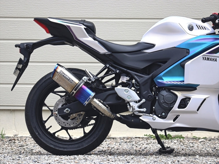 WR'S(ダブルアールズ)｜スリップオン SS-OVAL 焼き色チタンタイプ YZF-R3/MT-03 8BL-RH25J 25-｜SB2320JM