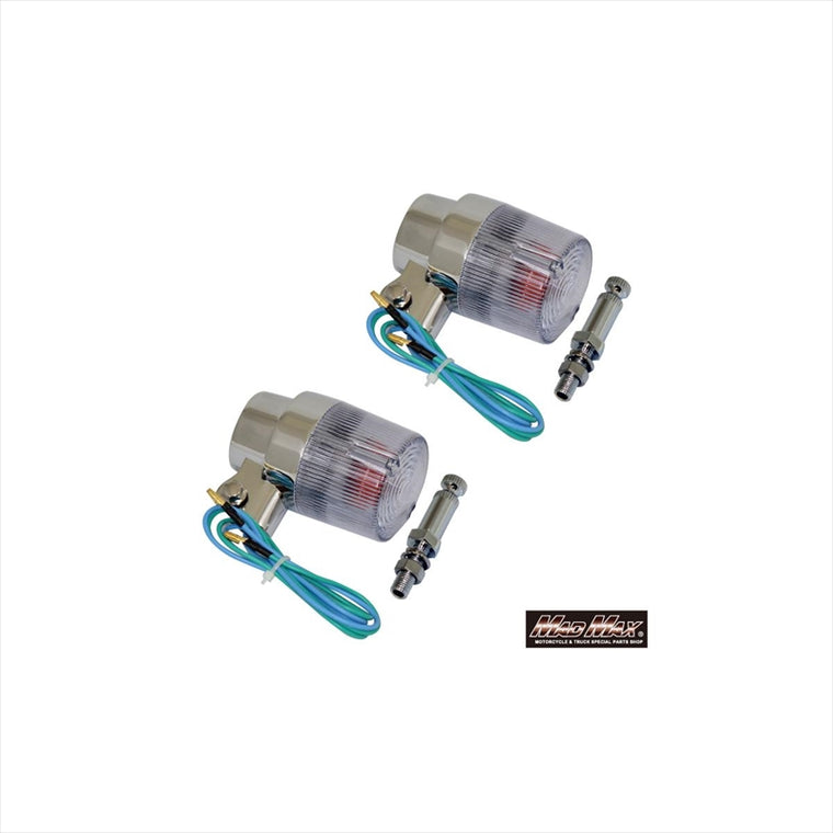 マッドマックス｜汎用 丸形ヨーロピアンウインカー クリア 取付ステー付｜MM11-0057-C-2