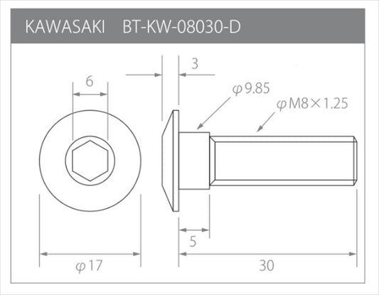 βTITANIUM(ベータチタニウム)｜ディスクローターボルト カワサキ汎用 ｜BT-KW-08030-D-BG