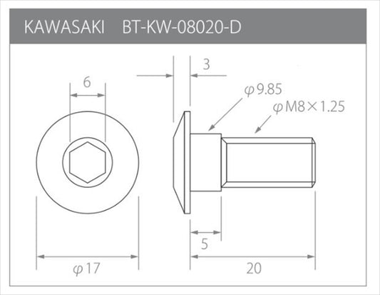 βTITANIUM(ベータチタニウム)｜ディスクローターボルト カワサキ汎用 ｜BT-KW-08020-D-IB