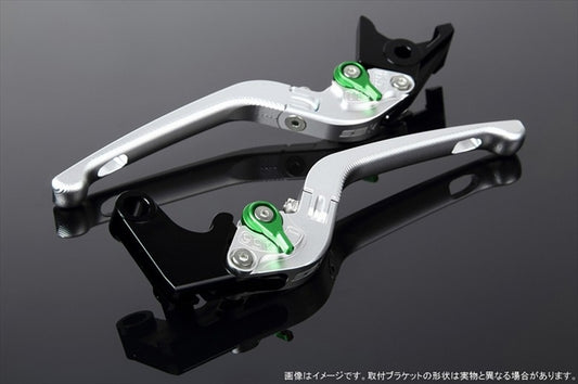 SPEEDRA(エスエスケイ スピードラ)｜アジャストレバー 3D可倒式 Mシルバー/Mグリーン MT-09TRACER 15-18｜LVDM039SR-GN