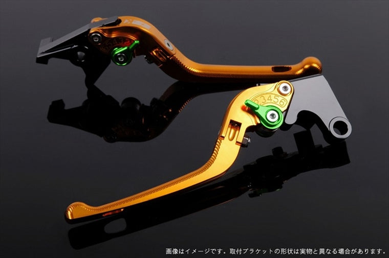 【エスエスケイ スピードラ】アジャストレバー 3D可倒式 ゴールド/グリーン FZ1フェザー 06-14 MT-07 14-18 XSR700 18 YA0405256-GN