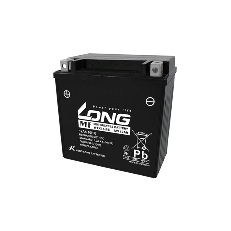 LONG(ロングバッテリー) | バッテリー 12V/12Ah 液注入済 | WTX14-BS | 互換 YTX14-BS/FTX14-BS/FTZ14-BS