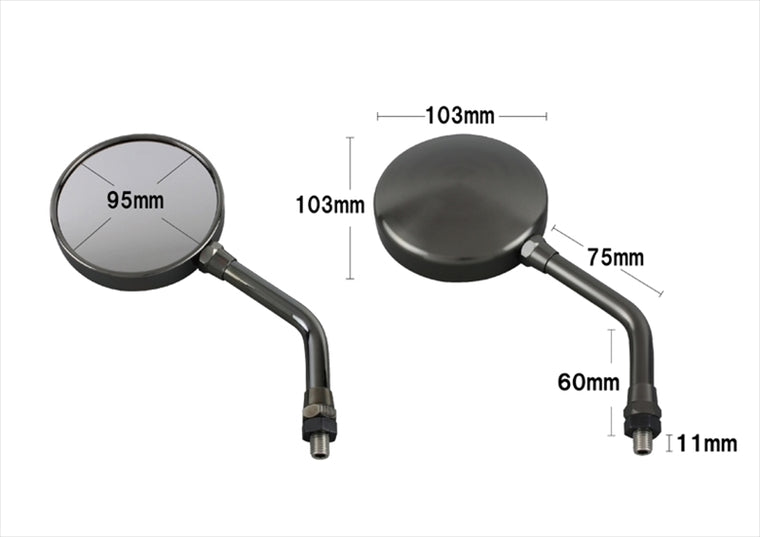 【ポッシュフェイス】マシンドZ2タイプミラーラージボディ (左右共通) チタン 10mm(正ネジ) ショートステー 032580-11