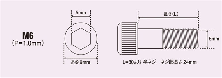 POSH FAITH(ポッシュフェイス)｜ステンレスキャップボルト ブラック 1本入 M6X75mm P-1.0 ｜900675-K3