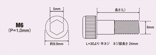 POSH FAITH(ポッシュフェイス)｜ステンレスキャップボルト ブラック 1本入 M6X85mm P-1.0 ｜900685-K3