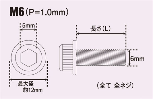 POSH FAITH(ポッシュフェイス)｜フランジキャップボルト ステンレス/ブラック 2本入 M6X15mm P-1.0 ｜910615-K2