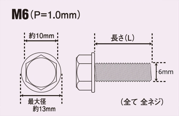 POSH FAITH(ポッシュフェイス)｜フランジ六角ボルト ステンレス/ブラック 2本入 M6X25mm P-1.0 ｜920625-K2