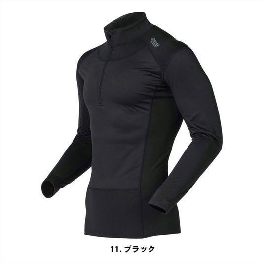 OTAFUKU GLOVE(おたふく手袋)｜BT防風ハーフジップ ハイネックシャツ ウインドスマッシュ 3 11.ブラック #3L｜JW-197