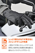 Daytona｜デニムストライプレザーグローブ ブラック｜DG-028