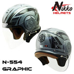 【はとやの新商品】NIKKOHELMET　N-554　GRAPHIC　ジェットヘルメット　　[バイザー　通勤　通学　　カッコいい　オシャレ 安い]