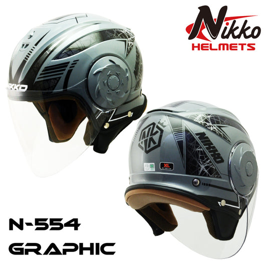 【はとやの新商品】NIKKOHELMET　N-554　GRAPHIC　ジェットヘルメット　　[バイザー　通勤　通学　　カッコいい　オシャレ 安い]