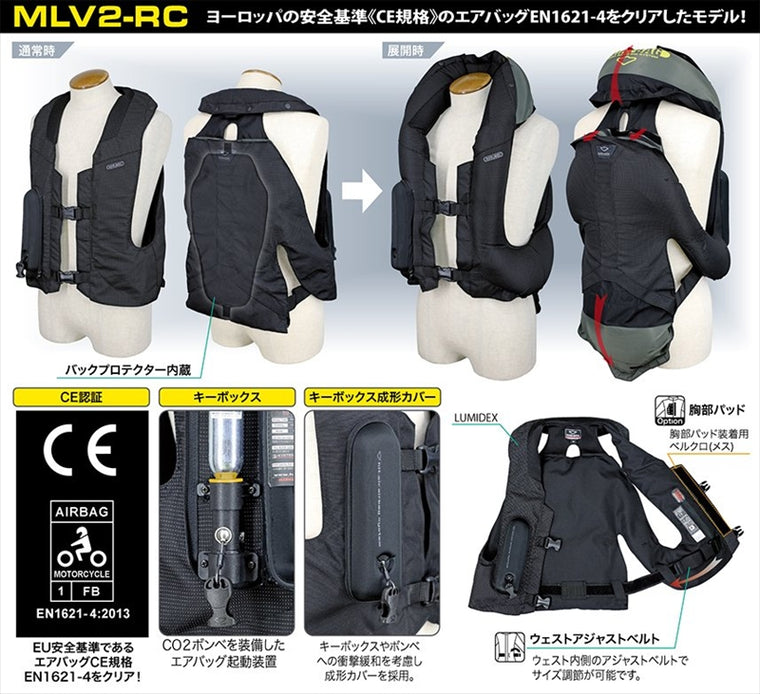 hit-air｜一体型エアバッグ・ハーネス ブラック｜MLV2-RC