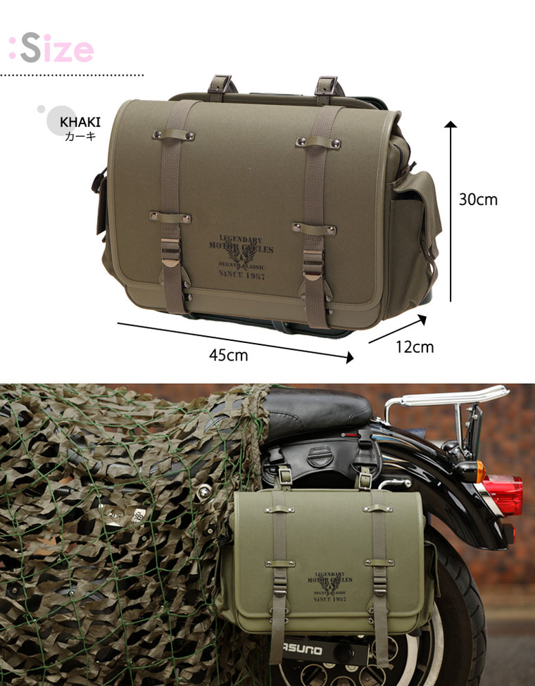 【DEGNER】デグナー ナイロンサドルバッグ カーキ/ブラック 12L 取寄品
