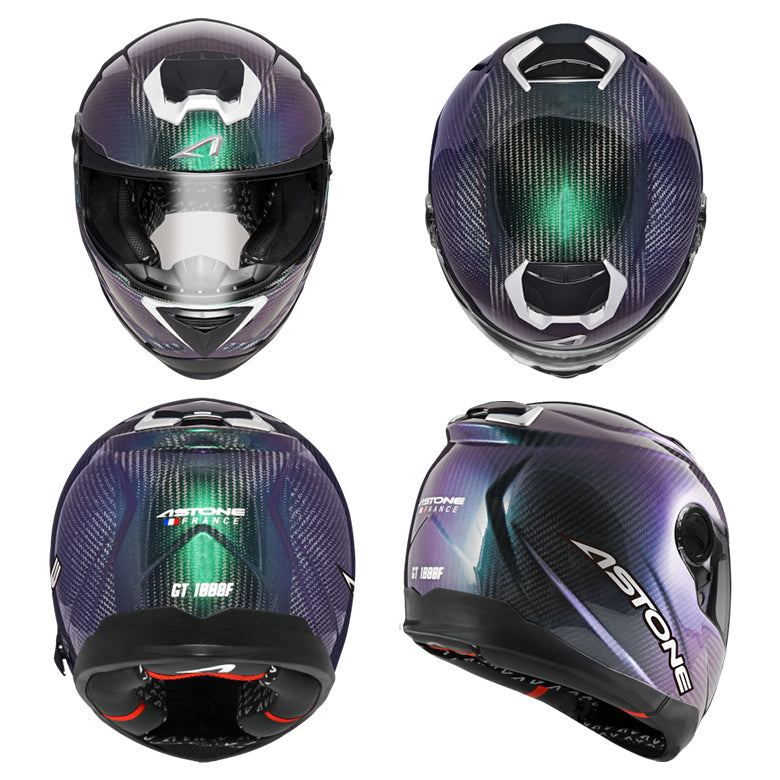ASTONE カーボンフルフェイスヘルメット イリジウムカラー GT-1000F IRIDIUM