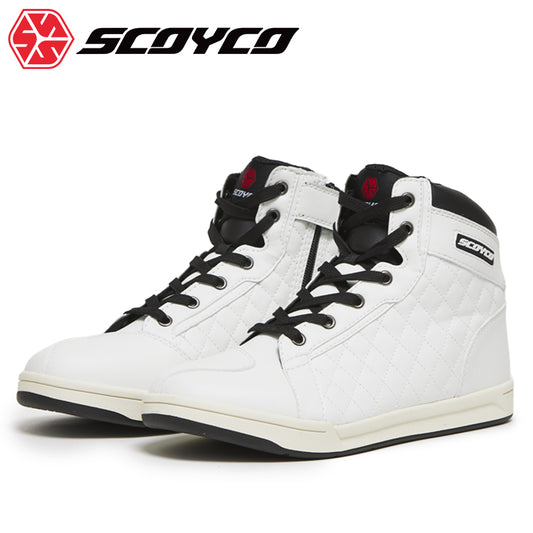 SCOYCO カジュアルライディングシューズ ホワイト MT054 バイクシューズ