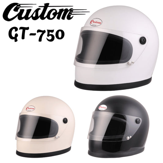 バイクヘルメット DIN MARKET ディンマーケット フルフェイスヘルメット CUSTOM GT-750  インカムホール有 FRP 日本製 ビンテージ ネオクラシック M/L/XL 取寄品