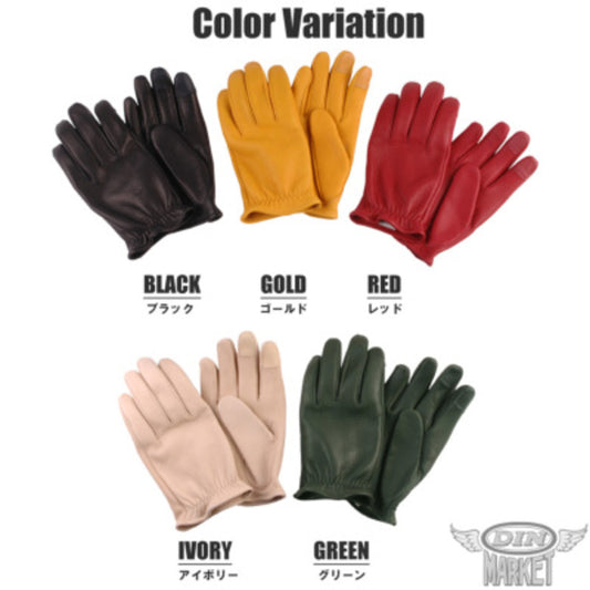 ディアスキングローブ DIN MARKET ディンマーケット DEER SKIN GLOVE ショートリスト GMG-07 鹿革 シンプル 街着 スマホ対応 ショートリスト 男女兼用 ブラック