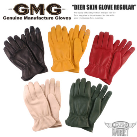ディアスキングローブ DIN MARKET ディンマーケット DEER SKIN GLOVE レギュラー GMG-08 鹿革 シンプル 街着 スマホ対応 レギュラーリスト 男女兼用 ブラック