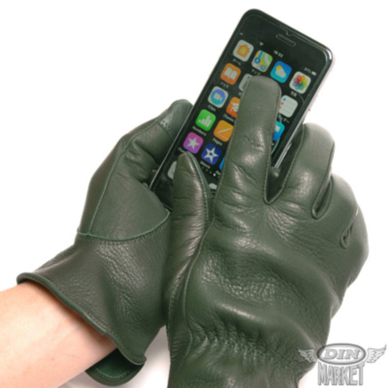 ディアスキングローブ DIN MARKET ディンマーケット DEER SKIN GLOVE レギュラー GMG-08 鹿革 シンプル 街着 スマホ対応 レギュラーリスト 男女兼用 ブラック