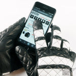 牛革グローブ DIN MARKET ディンマーケット COW HIDE GLOVE GMG-09 牛革 ダイヤステッチ 上品 スマホ対応 日本製 男女兼用 ブラック＆ホワイト