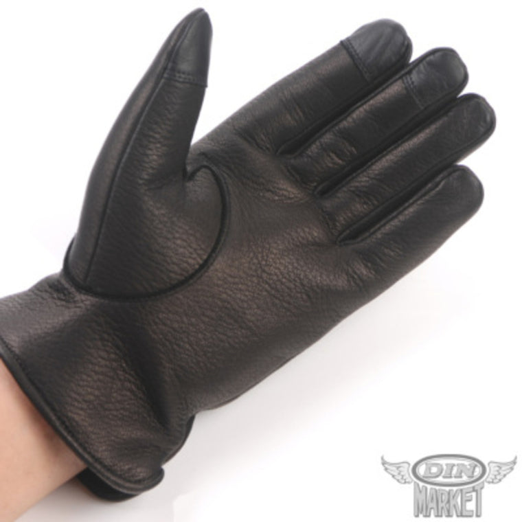 ディアスキングローブ DIN MARKET ディンマーケット DEER SKIN GLOVE Thinsulate GMG-11 鹿革 色落ち防止処理 スマホ対応 やわらかい  男女兼用 ブラック 冬