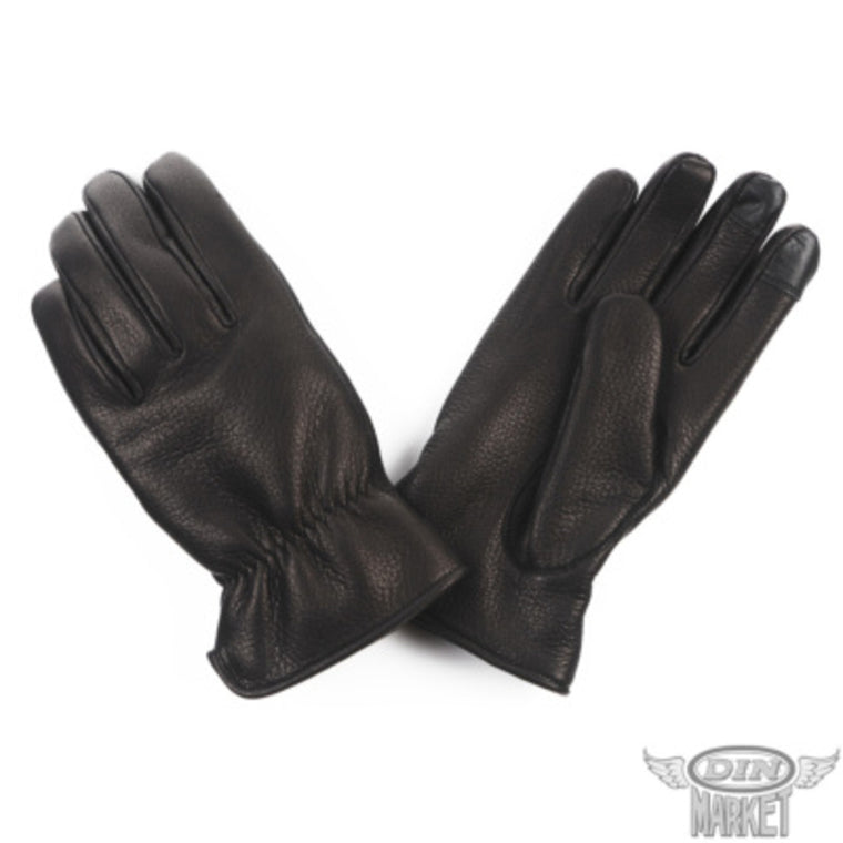 ディアスキングローブ DIN MARKET ディンマーケット DEER SKIN GLOVE Thinsulate GMG-11 鹿革 色落ち防止処理 スマホ対応 やわらかい  男女兼用 ブラック 冬