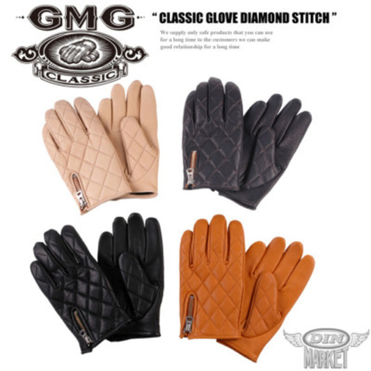 鹿革グローブ DIN MARKET ディンマーケット CLASSIC DIAMOND STITCH ggmc02 鹿革 クラシカル 耐久性 ダイヤステッチ 高級感 男女兼用 ブラック