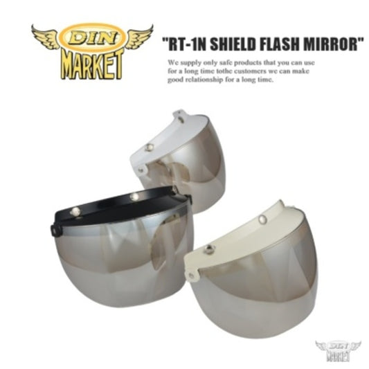 バイク用品 DIN MARKET ディンマーケット フラッシュミラーフリップアップシールド RT-1N SHIELD FLASH MIRROR ヘルメット オプション品3点留め