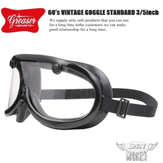 バイク用品 DIN MARKET ディンマーケット ヴィンテージゴーグルスタンダード 60's VINTAGE GOGGLE STANDARD 3/5inch ヘルメット メガネ