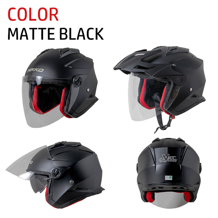 NIKKOHELMET N-553 ジェットヘルメット 2WAY MATTE BLACK/GLOSS WHITE 白 黒 インナーバイザー