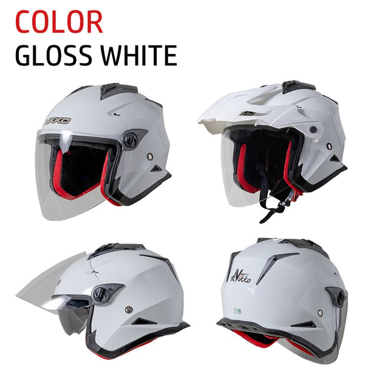 NIKKOHELMET N-553 ジェットヘルメット 2WAY MATTE BLACK/GLOSS WHITE 白 黒 インナーバイザー