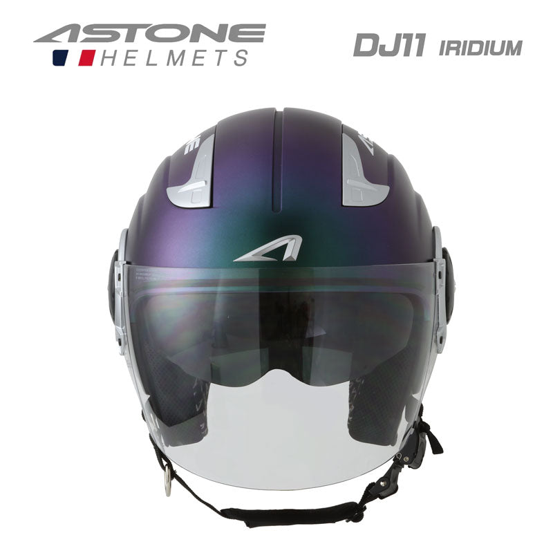 ASTONE(アストン) ジェットヘルメット DJ11 マットグリーンパープルイリジウム