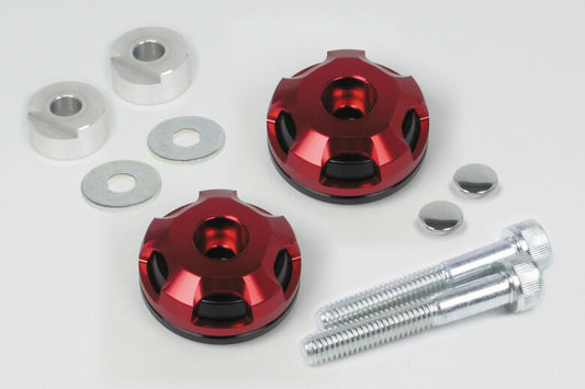 スペシャルパーツタケガワ｜SP武川 2ピースバーエンド（ブラック／レッド） スーパーカブ50／110（AA04・09／JA07・10・44）｜06-01-0414