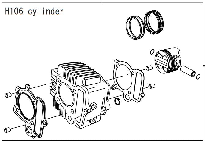 スペシャルパーツタケガワ｜SP武川 CYLINDER KIT（H-TYPE／ 106cc）12V-Monkey （Super Head 4-Valve ＋R専用）｜01-04-8010