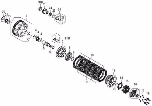 スペシャルパーツタケガワ｜SP武川 スペシャルクラッチインナーキットTYPE-R （スリッパークラッチ）モンキー／モンキー（FI）・ゴリラ （ノーマルメインシャフト用）｜02-01-0800