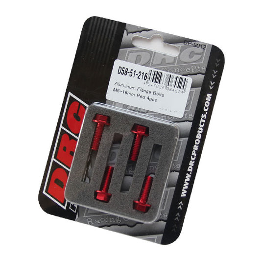 DRC フランジボルト アルミ／RED 4pcs M6X16mm 《ディーアールシー D58-51-216》◇Cr◇プロト品番P018-9270メーカー品番D58-51-216